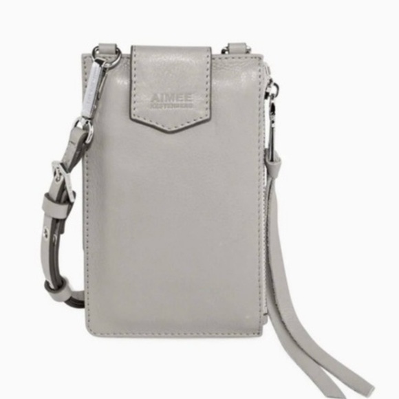 Aimee Kestenberg Out of Office Phone Crossbody Bag in light gray leather